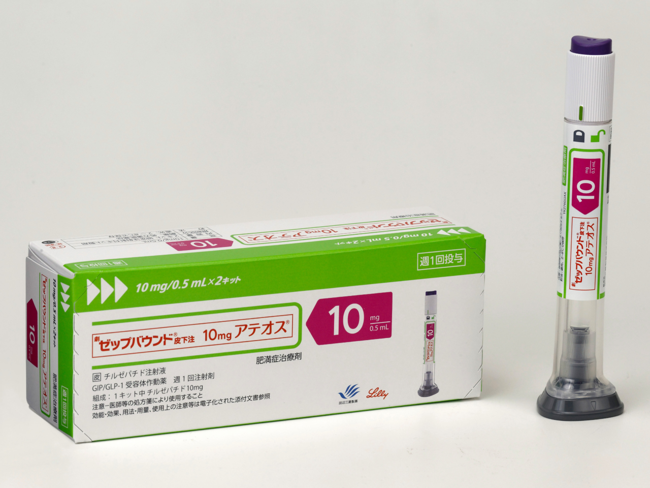 ゼップバウンド皮下注10mgアテオスの注射器と外箱